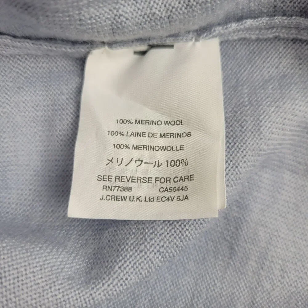 J.Crew Women's Icy Blue Sweater Lightweight Wool Crew Neck Side Ties boho S